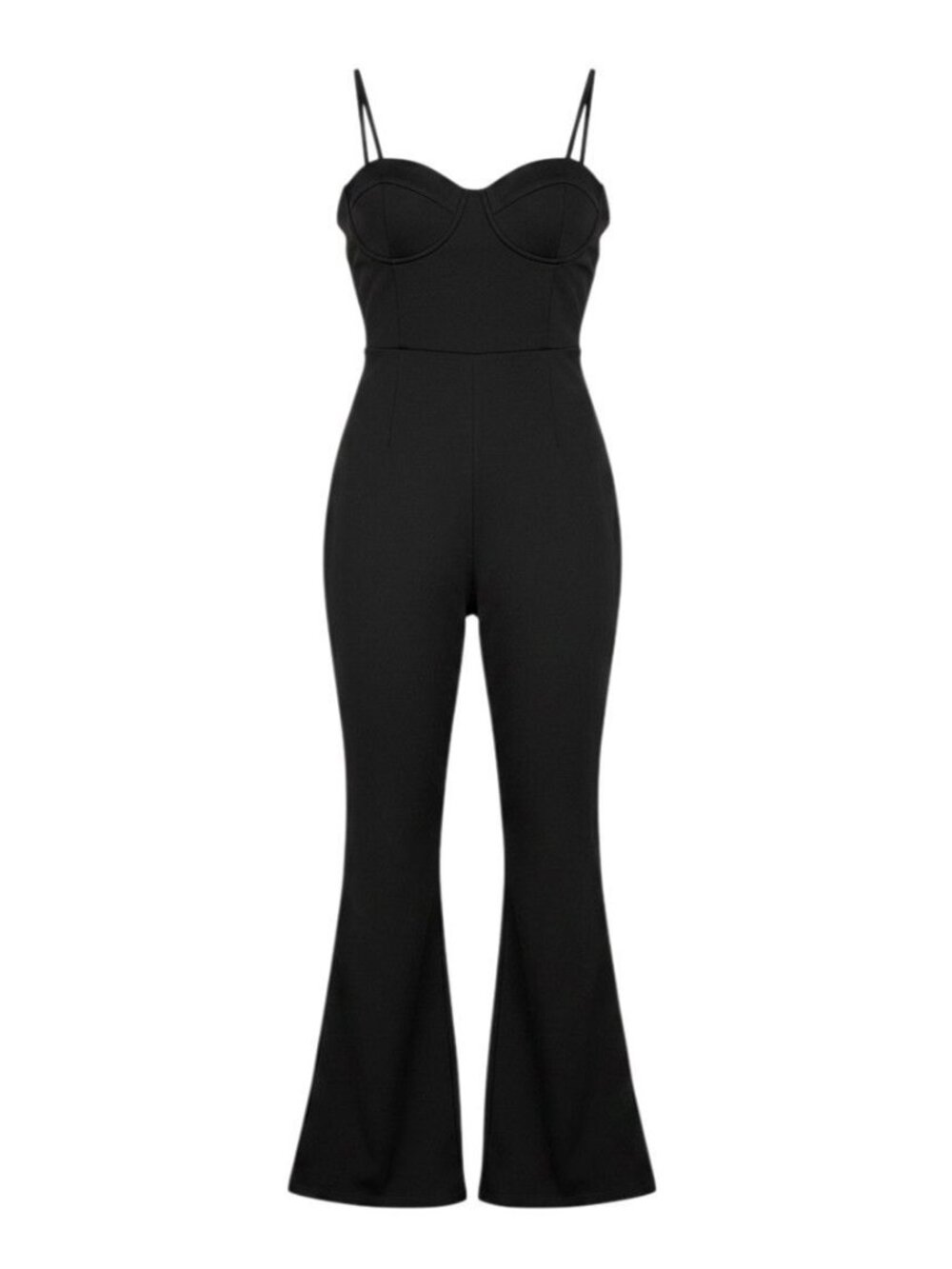 Max+Ash Black Spaghetti Strap Wide Leg Jumpsuit Satin Trim XL